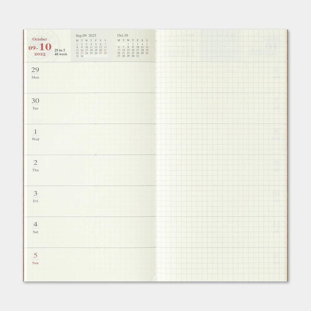 TRAVELER'S notebook 2025 Weekly + Memo Second half BLUE (Regular Size)