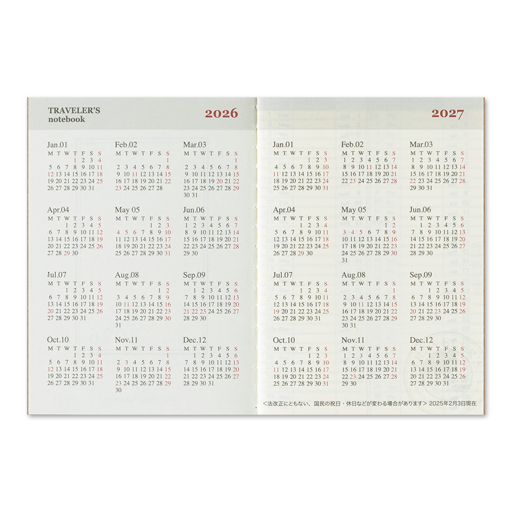 Traveler's Notebook Agenda 2026 Settimanale Passport Size BLUE