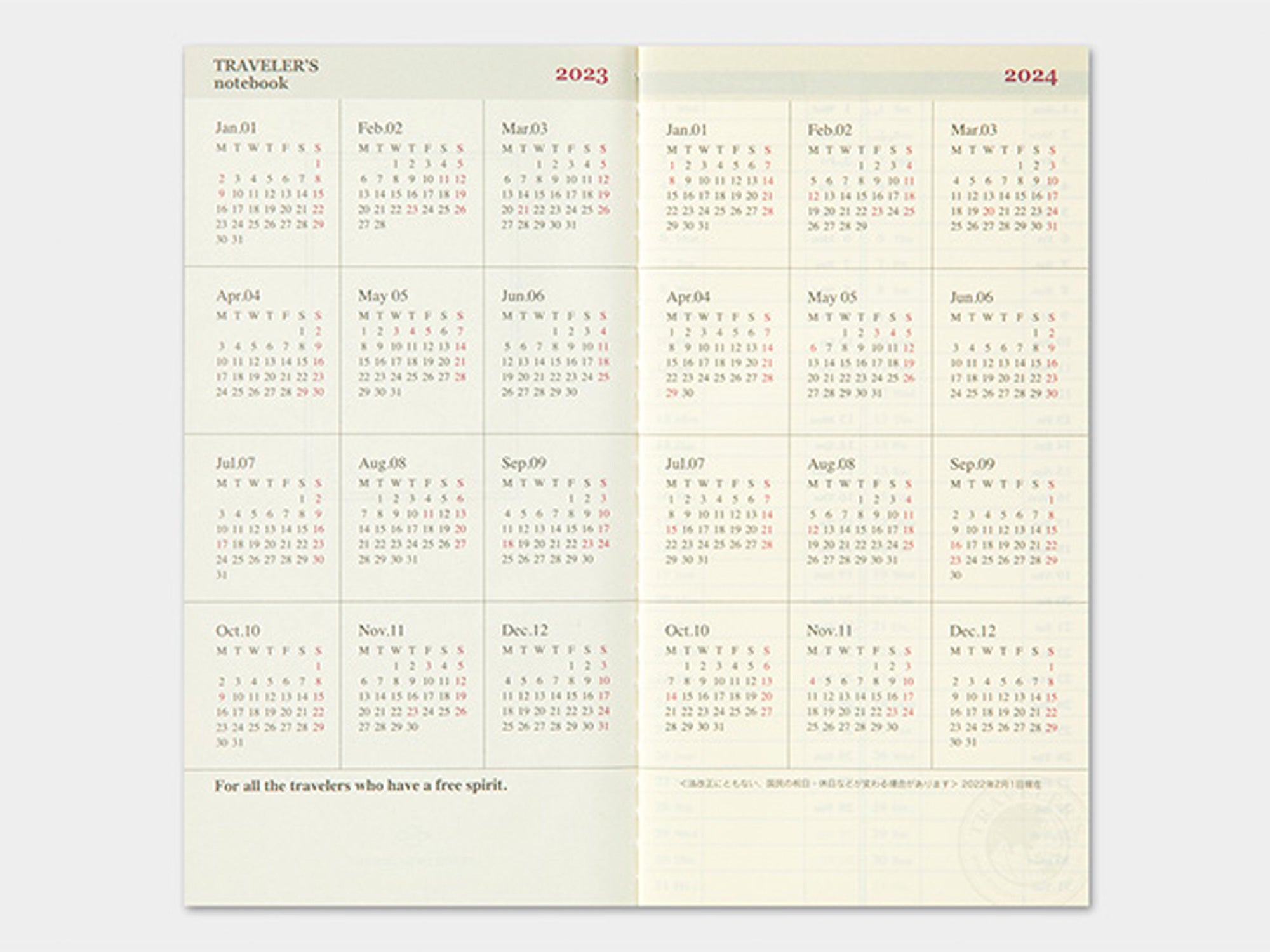 Traveler's Regular Diary 2023 Weekly Vertical Refill